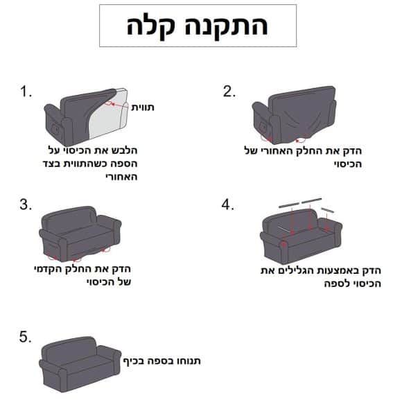 הוראות הרכבה של הכיסוי לספה