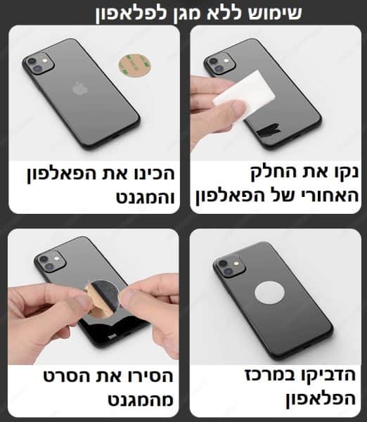 מגנט למכשיר הסלולארי נדבק בקלות