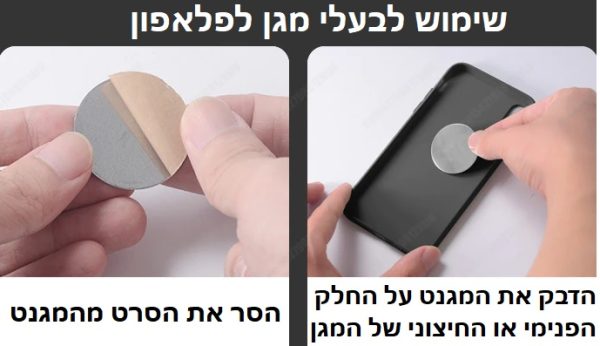 ניתן לשים את המגנט בתוך המגן