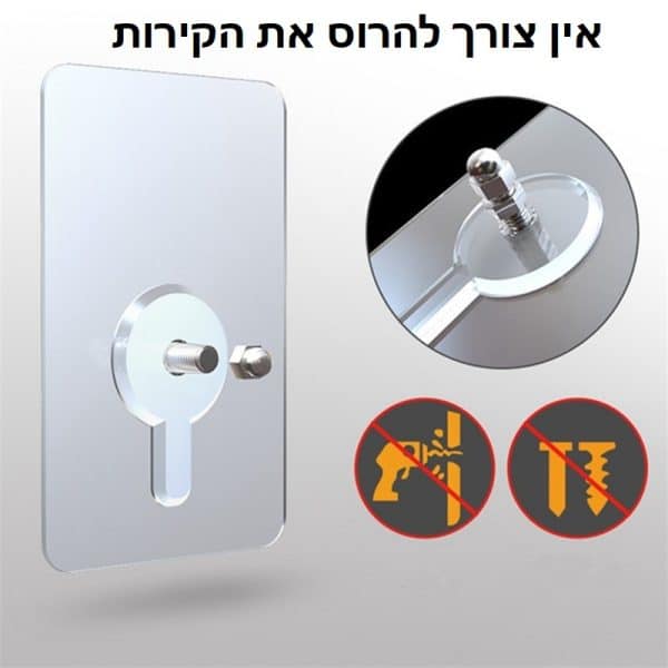 אינו מצריך קדיחה בקיר
