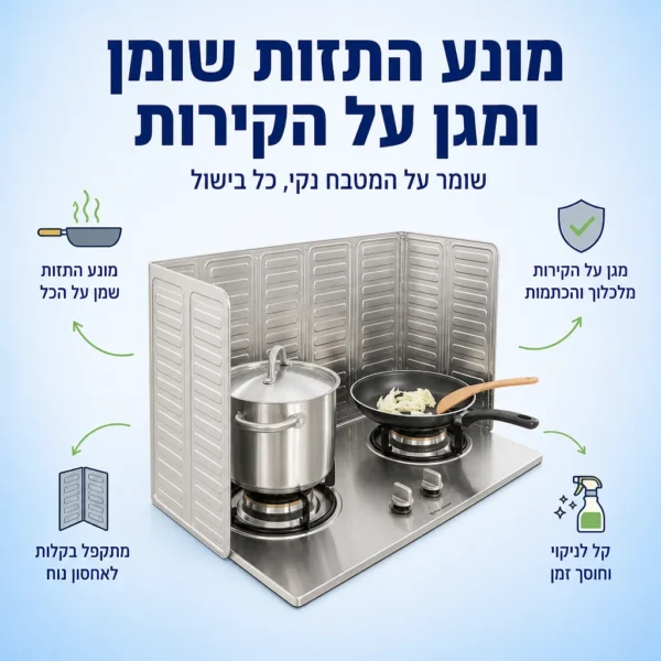 ⁦מגן כיריים לבישול נקי וקל⁩ – תמונה ⁦2⁩