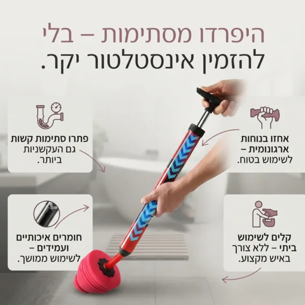 ⁦פותח סתימות מקצועי בלחץ אוויר⁩ – תמונה ⁦2⁩