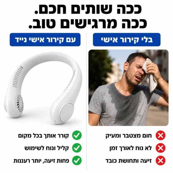 ⁦מאוורר צוואר: הבריזה שתלך איתך⁩ – תמונה ⁦2⁩